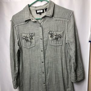 MissMe Gray Bedazzled Long sleeve dress